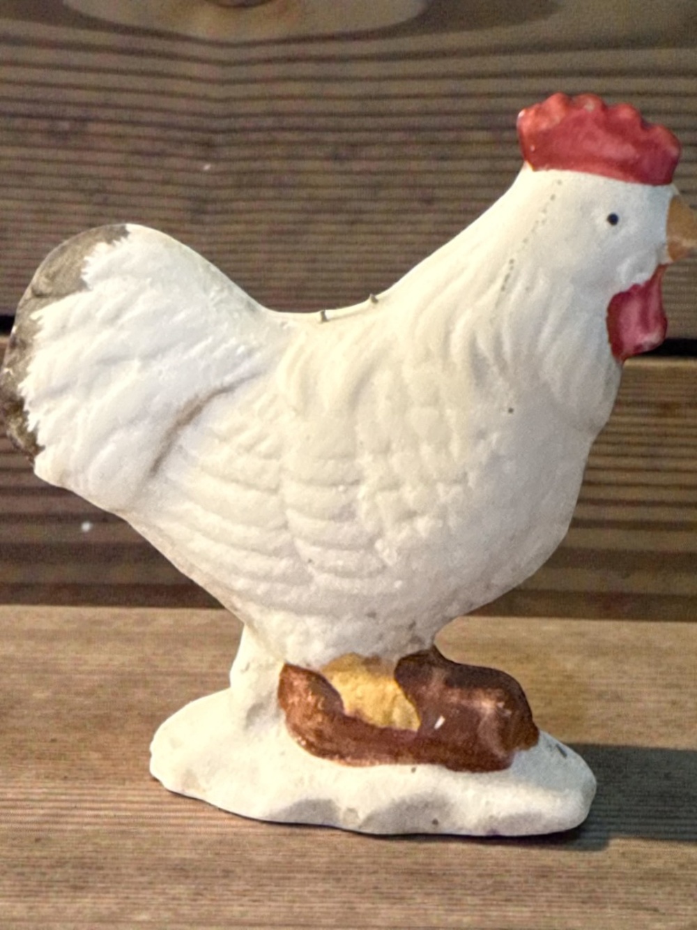 Tinny thin vintage rooster figurine